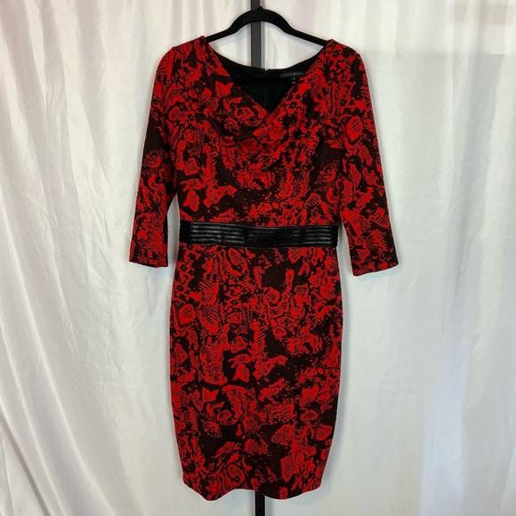 David Meister Red and Black Cowl Neck Knit Dress, size 10 - Picture 1 of 7